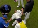 Rishabh Pant in visible pain after being hit on the toe Rishabh Pant in visible pain after being hit on the toe