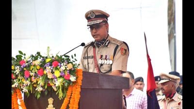 DGP Sagar Preet Hooda during a welcome parade organied at RTC Police Lines, Sector-26, Chandigarh on Wednesday. (HT Photo) DGP Sagar Preet Hooda during a welcome parade organied at RTC Police Lines, Sector-26, Chandigarh on Wednesday. (HT Photo)