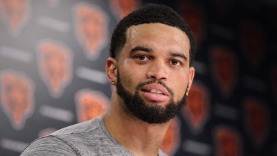 Caleb Williams of the Chicago Bears speaks to the media ahead of the start of Chicago Bears Training Camp at Halas Hall on July 22 (Getty Images via AFP) Caleb Williams of the Chicago Bears speaks to the media ahead of the start of Chicago Bears Training Camp at Halas Hall on July 22 (Getty Images via AFP)