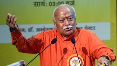RSS chief Mohan Bhagwat addressing an event in New Delhi. (PTI) RSS chief Mohan Bhagwat addressing an event in New Delhi. (PTI)