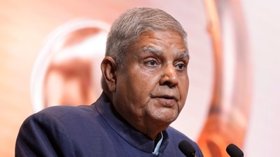 Dhankhar tendered his resignation to President Droupadi Murmu in accordance with Article 67(A) of the Constitution. (PTI) Dhankhar tendered his resignation to President Droupadi Murmu in accordance with Article 67(A) of the Constitution. (PTI)