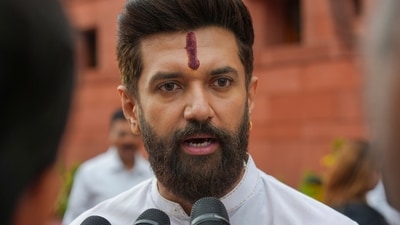 Union minister Chirag Paswan speaks to the media during the monsoon session of Parliament in New Delhi on Wednesday, July 23. (PTI) Union minister Chirag Paswan speaks to the media during the monsoon session of Parliament in New Delhi on Wednesday, July 23. (PTI)