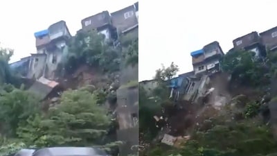 Mumbai rain: A landslide in the Mumbai Bhandup area has raised serious safety concerns. (@VarshaEGaikwad/X) Mumbai rain: A landslide in the Mumbai Bhandup area has raised serious safety concerns. (@VarshaEGaikwad/X)