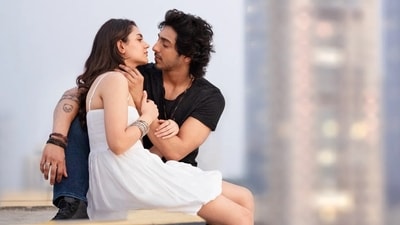 Aneet Padda and Ahaan Panday in a still from Mohit Suri's romantic drama Saiyaara. Aneet Padda and Ahaan Panday in a still from Mohit Suri's romantic drama Saiyaara.