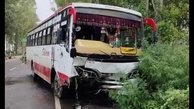 The damaged bus after the accident. (HT)