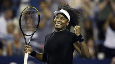 Venus Williams celebrates her win over Peyton Stearns during a match at the Washington Open. (AP) Venus Williams celebrates her win over Peyton Stearns during a match at the Washington Open. (AP)