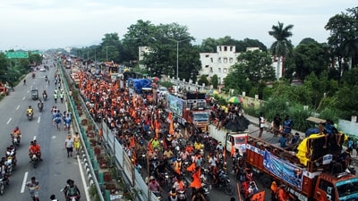 Delhi Traffic Police issued a detailed advisory announcing the closure of several key stretches till 8 AM on July 23 due to the pilgrim rush in the last leg of the Kanwar Yatra period. (ANI)