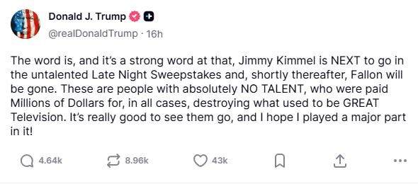 Donald Trump shared on Truth Social