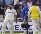 India's Rishabh Pant grimaces in pain after an injury on day one of the fourth test cricket match between India and England. (PTI)
