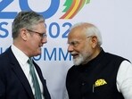 Britain's Prime Minister Keir Starmer with Prime Minister Narendra Modi on the sidelines of the G20 summit at the Museum of Modern Art in Rio de Janeiro, Brazil on November 18, 2024.