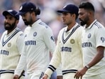 Manchester: Shubman Gill, Mohammed Siraj, Jasprit Bumrah and KL Rahul return to the pavilion for the Tea 