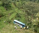 The HRTC bus that skidded and rolled down a hill at Sarkaghat in Mandi district on Thursday. (HT Photo) The HRTC bus that skidded and rolled down a hill at Sarkaghat in Mandi district on Thursday. (HT Photo)