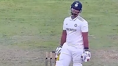 Vaibhav Suryavanshi dismissed for a golden duck. Vaibhav Suryavanshi dismissed for a golden duck.