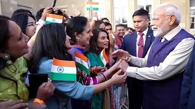 Prime Minister Narendra Modi receives a warm welcome from the members of the Indian Diaspora, in London. (ANI Video Grab) Prime Minister Narendra Modi receives a warm welcome from the members of the Indian Diaspora, in London. (ANI Video Grab)