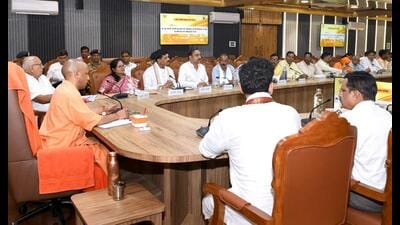 Chief minister Yogi Adityanath during a review meeting in Gorakhpur on Thursday. (HT Photo) Chief minister Yogi Adityanath during a review meeting in Gorakhpur on Thursday. (HT Photo)