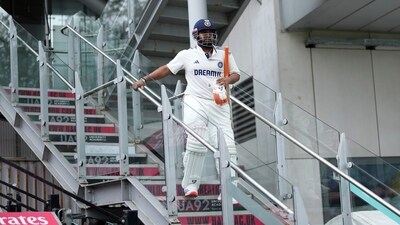 India's Rishabh Pant comes down for the batting during the second day of the fourth cricket test match between England and India at Emirates Old Trafford (AP)