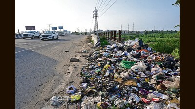 Garbage strewn around on roadsides across the city points to the long road ahead for Mohali in managing its daily waste effectively. (Sanjeev Sharma/HT) Garbage strewn around on roadsides across the city points to the long road ahead for Mohali in managing its daily waste effectively. (Sanjeev Sharma/HT)