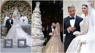 Celio Saab, the son of renowned Lebanese designer Elie Saab, married Zein Qutami, a Jordanian-Palestinian influencer, in a star-studded ceremony at Lebanon's historic Bkerki Church. (Instagram/ Zein Qutami) Celio Saab, the son of renowned Lebanese designer Elie Saab, married Zein Qutami, a Jordanian-Palestinian influencer, in a star-studded ceremony at Lebanon's historic Bkerki Church. (Instagram/ Zein Qutami)