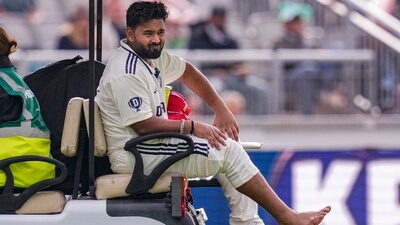 India's Rishabh Pant grimaces in pain as he is being taken off the field. (PTI) India's Rishabh Pant grimaces in pain as he is being taken off the field. (PTI)