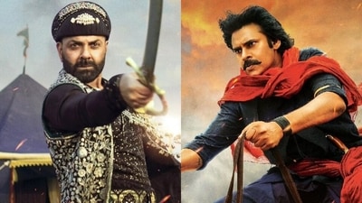 Bobby Deol and Pawan Kalyan play Aurangzeb and Veera Mallu in Hari Hara Veera Mallu. Bobby Deol and Pawan Kalyan play Aurangzeb and Veera Mallu in Hari Hara Veera Mallu.