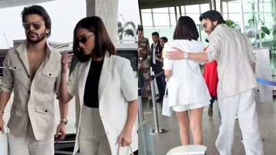 Tara Sutaria and Veer Pahariya twins in white. Tara Sutaria and Veer Pahariya twins in white.