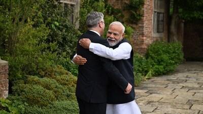 The India-UK free trade agreement was signed on Thursday during PM Modi's UK visit where he met his British counterpart Keir Starmer (Bloomberg)