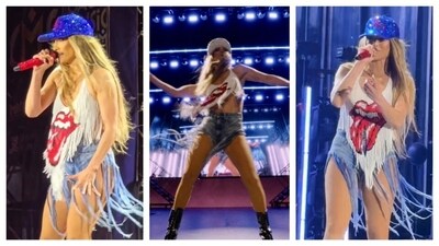 Even casual attire can give pop star energy when styled well, like how Jennifer did. She wore a fringed white tank top with a big Rolling Stones-type red lip graphic. In tune with her top, her denim shorts also had long dangling fringes, adding fluid movement to her outfit. She topped it off with a sparkly blue baseball cap. (PC: Instagram/ Jennifer Lopez and IG/@enterticket.es) Even casual attire can give pop star energy when styled well, like how Jennifer did. She wore a fringed white tank top with a big Rolling Stones-type red lip graphic. In tune with her top, her denim shorts also had long dangling fringes, adding fluid movement to her outfit. She topped it off with a sparkly blue baseball cap. (PC: Instagram/ Jennifer Lopez and IG/@enterticket.es)