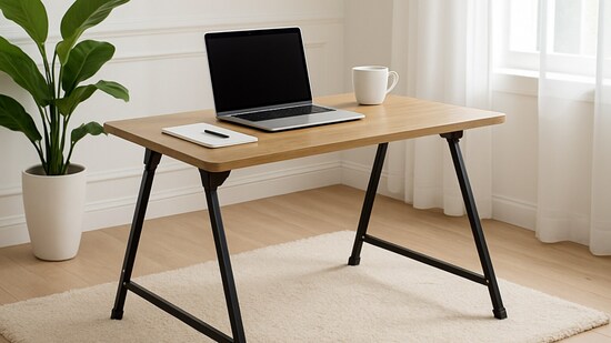 Smart folding desk setup that supports healthy posture and comfort, perfect for work or study spaces at home.