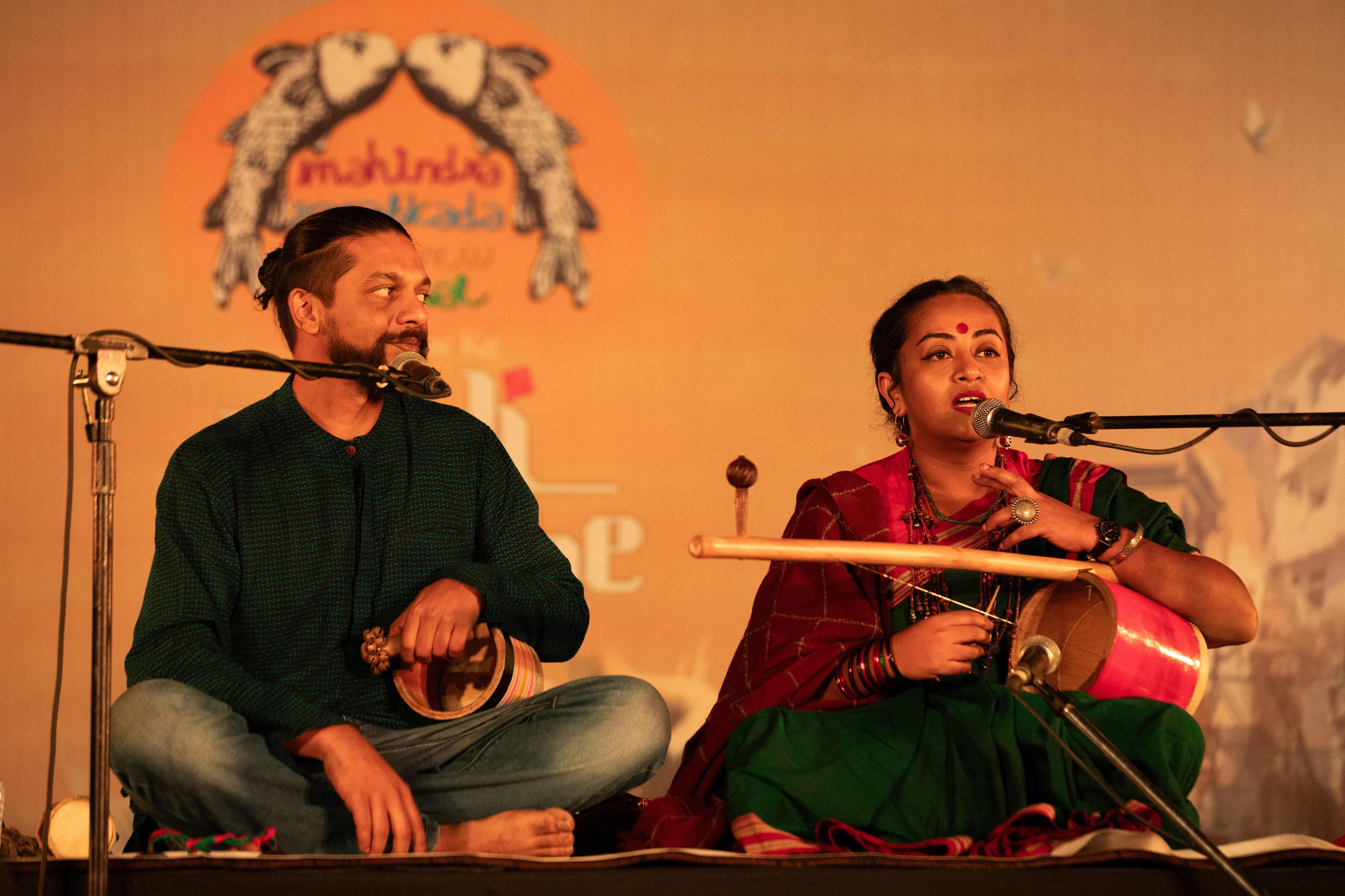 Shilpa Mudbi (R) and Aditya Kothakota transported the audience into the mythical world of Goddess Yellamma through their take on a traditional musical play that posed questions regarding patriarchy, purity, and dominant power structures in society (Courtesy Mahindra Sanatkada Lucknow Festival) Shilpa Mudbi (R) and Aditya Kothakota transported the audience into the mythical world of Goddess Yellamma through their take on a traditional musical play that posed questions regarding patriarchy, purity, and dominant power structures in society (Courtesy Mahindra Sanatkada Lucknow Festival)
