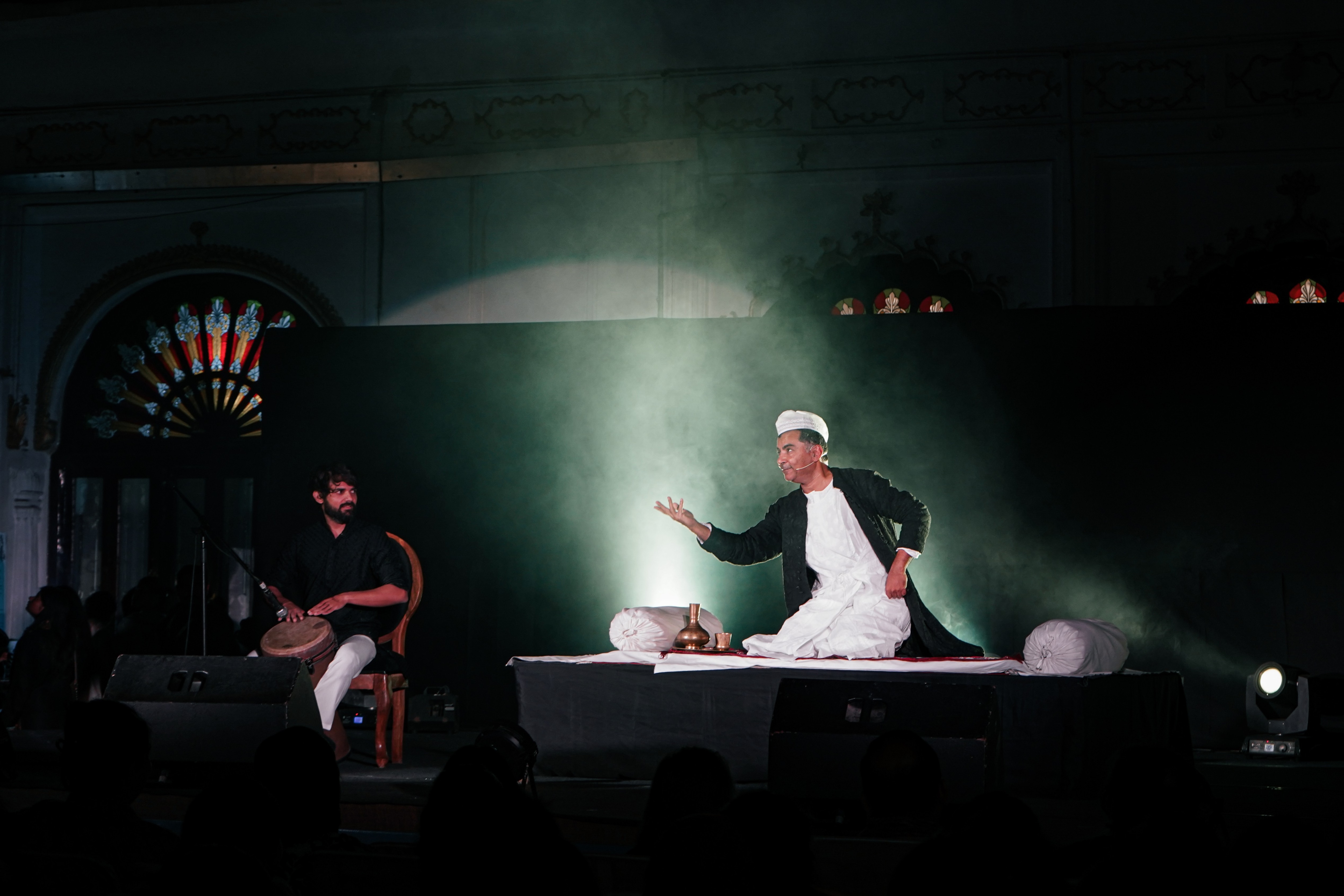 Tushar Kadam on percussion and actor Danish Husain presenting an excerpt from Tilism-e-Hoshruba (Courtesy Mahindra Sanatkada Lucknow Festival) Tushar Kadam on percussion and actor Danish Husain presenting an excerpt from Tilism-e-Hoshruba (Courtesy Mahindra Sanatkada Lucknow Festival)