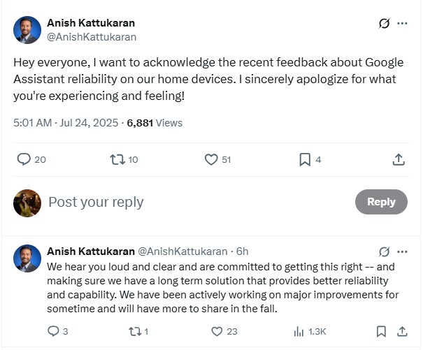 After weeks of complaints, Google confirms Assistant issues across Home devices (X) After weeks of complaints, Google confirms Assistant issues across Home devices (X)