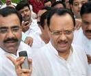 NCP-leader-Ajit-Pawar-with-party-leaders-after-a-meeting-in-Mumbai-on-Friday-PTI-Santosh-Hirlekar