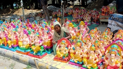 Authorities in Bengaluru have been urged to promote eco-friendly clay idols to protect the environment and water systems ahead of the Gowri-Ganesha festival next month. (Yogendra Kumar ) Authorities in Bengaluru have been urged to promote eco-friendly clay idols to protect the environment and water systems ahead of the Gowri-Ganesha festival next month. (Yogendra Kumar )