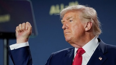 US President Donald Trump gestures during an event in Washington DC, July 23, 2025 (REUTERS)