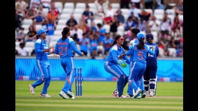 India celebrate the wicket of England's Tammy Beaumont during the third women's one day international match between England and India at the Banks Homes Riverside, Chester-le-Street, England on July 22, 2025. In Darling by Kiran Kumar, a boy at the cusp of manhood watches a women’s cricket game which stirs ‘powerful emotions of gender yearning’. (AP) India celebrate the wicket of England's Tammy Beaumont during the third women's one day international match between England and India at the Banks Homes Riverside, Chester-le-Street, England on July 22, 2025. In Darling by Kiran Kumar, a boy at the cusp of manhood watches a women’s cricket game which stirs ‘powerful emotions of gender yearning’. (AP)