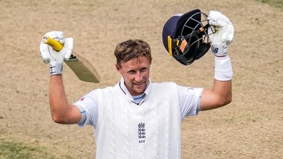 England's Joe Root celebrates after his century on day three (PTI) England's Joe Root celebrates after his century on day three (PTI)