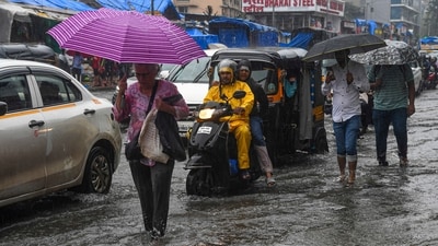 Heavy rainfall lashed Mumbai on Friday, triggering waterlogging in low-lying areas and massive traffic jam at several areas. (PTI) Heavy rainfall lashed Mumbai on Friday, triggering waterlogging in low-lying areas and massive traffic jam at several areas. (PTI)