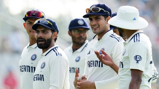 India's captain Shubman Gill, Ravindra Jadeja and others return to the pavilion (PTI)
