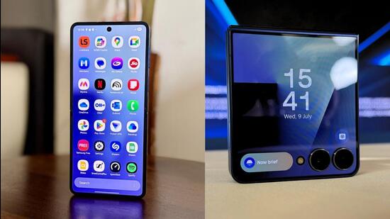 The foldable screen as well as the cover display are larger than before, which has helped with ergonomics and comfort while typing. (Vishal Mathur/ HT Photo)