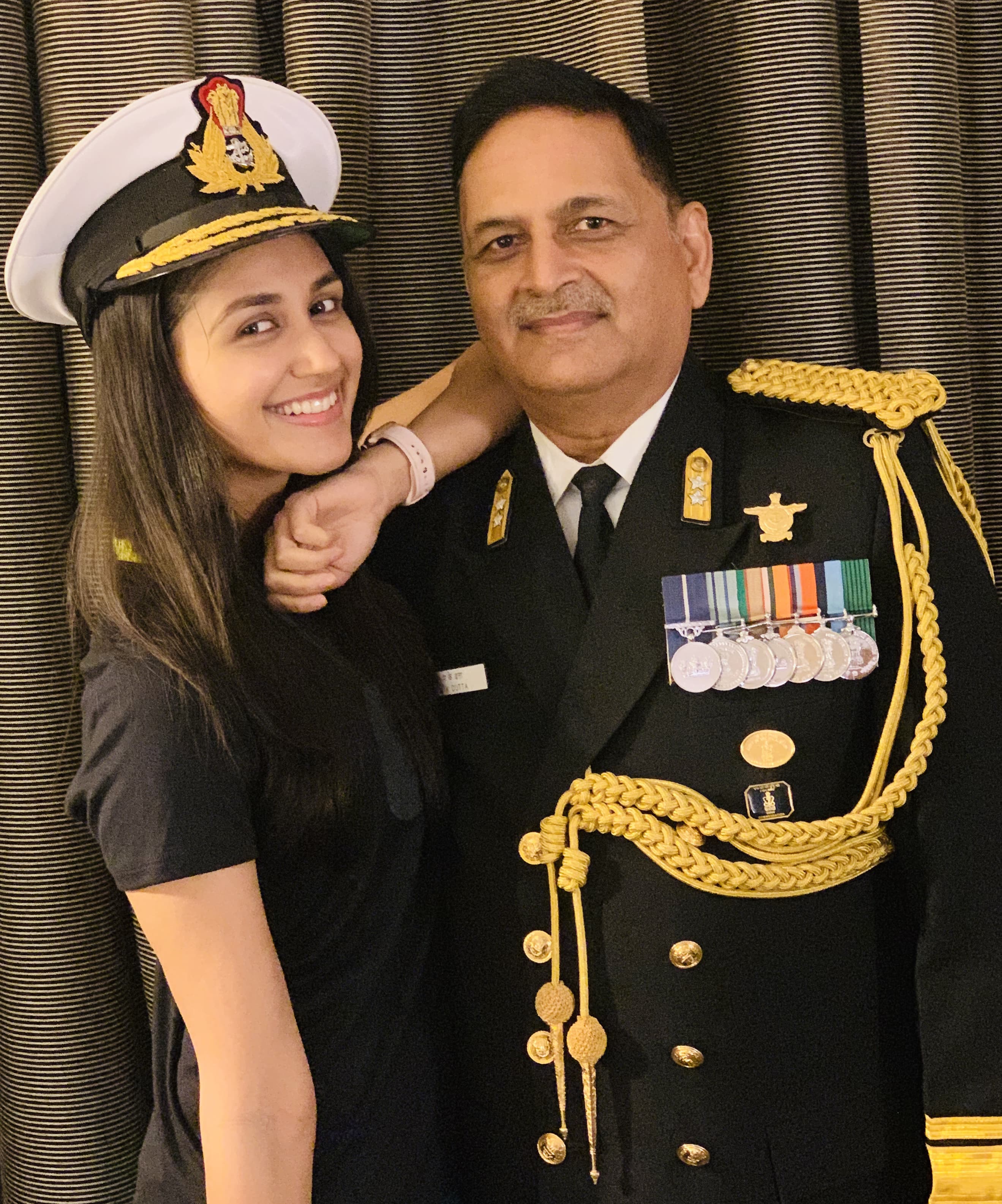With her father, Rear Admiral A K Dutta (retd) With her father, Rear Admiral A K Dutta (retd)
