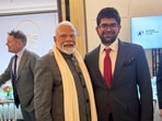 Aravind Srinivas with Indian PM Narendra Modi. Aravind Srinivas with Indian PM Narendra Modi.