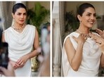 Priyanka Chopra dazzles in an ivory gown for a Bvlgari shoot. Priyanka Chopra dazzles in an ivory gown for a Bvlgari shoot.