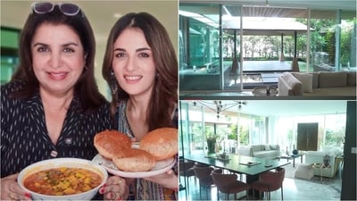Farah Khan tours Radhikka Madan's stunning Mumbai apartment with indoor water feature. (Youtube/@FarahKhanK) Farah Khan tours Radhikka Madan's stunning Mumbai apartment with indoor water feature. (Youtube/@FarahKhanK)