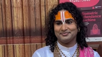 Aniruddhacharya, who is in his mid-30s, is often seen giving life lessons and witty advice to outlandish questions in videos that go viral. (HT File Photo) Aniruddhacharya, who is in his mid-30s, is often seen giving life lessons and witty advice to outlandish questions in videos that go viral. (HT File Photo)