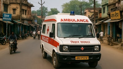The candidate, who fainted mid-race, was being taken to the hospital in an ambulance. (AI-generated image) The candidate, who fainted mid-race, was being taken to the hospital in an ambulance. (AI-generated image)