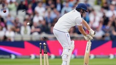 Jasprit Bumrah rattles through Liam Dawson's guard to take another wicket. Not Bumrah's finest Test as he struggled with pace and accuracy, and India's hope will be to put him on ice ahead of the Oval. (AP) Jasprit Bumrah rattles through Liam Dawson's guard to take another wicket. Not Bumrah's finest Test as he struggled with pace and accuracy, and India's hope will be to put him on ice ahead of the Oval. (AP)