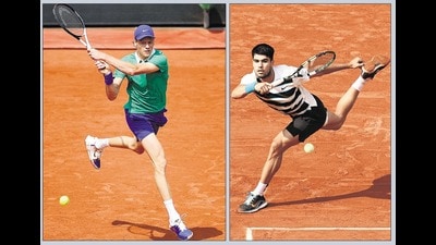 Jannik Sinner and Carlos Alcaraz at the French Open in June. (Getty Images) Jannik Sinner and Carlos Alcaraz at the French Open in June. (Getty Images)