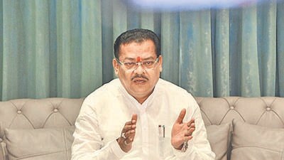 Mumbai, India – June 02, 2025: Maharashtra Minister for Social Justice, Sanjay Shirsat, addresses the media at his residence in Mumbai on Monday, June 02, 2025. (Photo by Bhushan Koyande/ Hindustan Times)