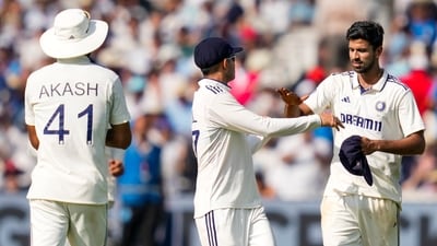 Washington Sundar scalped two wickets on Day 3 of the Manchester Test. (PTI) Washington Sundar scalped two wickets on Day 3 of the Manchester Test. (PTI)