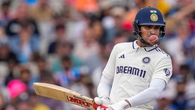 Supreme focus from captain Shubman Gill, who survived some early jitters to work his way to 78* at the end of day's play. A crucial hand from Gill, who wanted a good response after three quiet outings. (PTI) Supreme focus from captain Shubman Gill, who survived some early jitters to work his way to 78* at the end of day's play. A crucial hand from Gill, who wanted a good response after three quiet outings. (PTI)